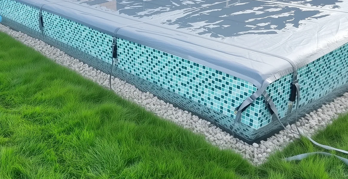 Покрывало для бассейна под снегом — защита зимой в Балаково